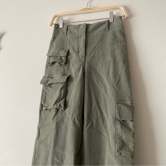 Aritzia Wilfred Free Green Cargo High Waisted Pants Size 2 - Picture 4 of 5